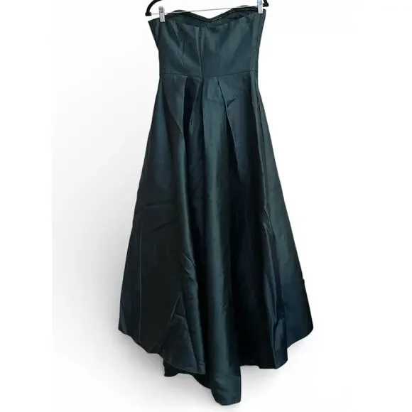 Alfred Sung Emerald Green Formal Gown Hi-Low Dress Pockets Wedding Prom Gala - Picture 4 of 6